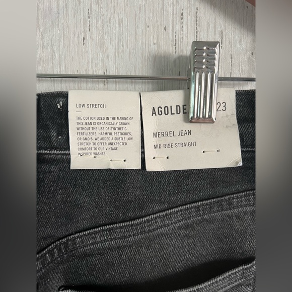 NWT Agolde Merrel Jean Mid Rise Straight Organic Cotton Black 23 - Picture 8 of 8